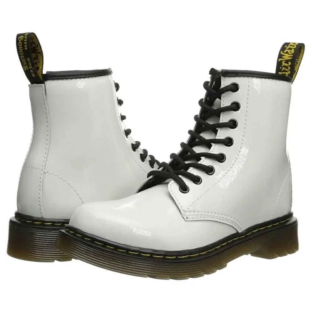 Dr. Martens style 1460 Combat Boot White Patent leather Girls Size 5